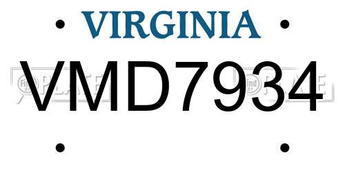 VMD7934 Virginia License Plate