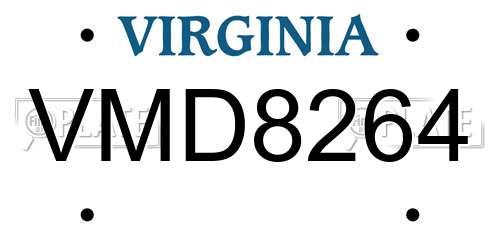 VMD8264 Virginia License Plate