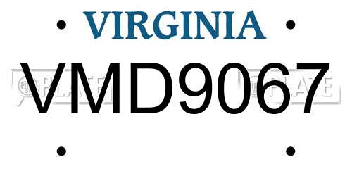 VMD9067 Virginia License Plate