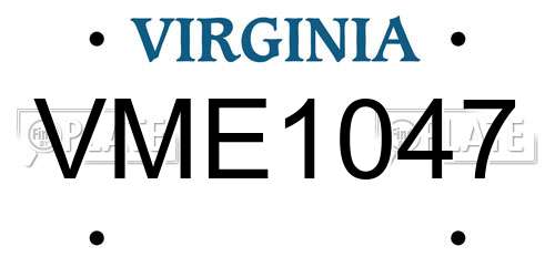 VME1047 Virginia License Plate
