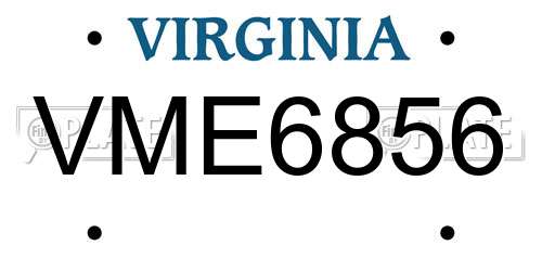 VME6856 Virginia License Plate