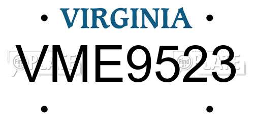 VME9523 Virginia License Plate