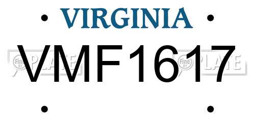 VMF1617 Virginia License Plate