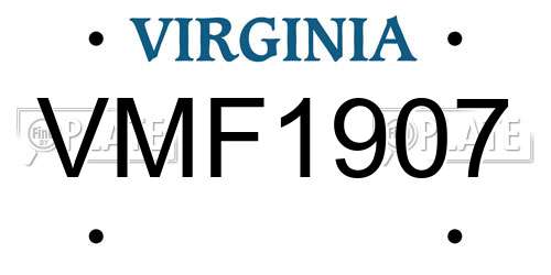 VMF1907 Virginia License Plate