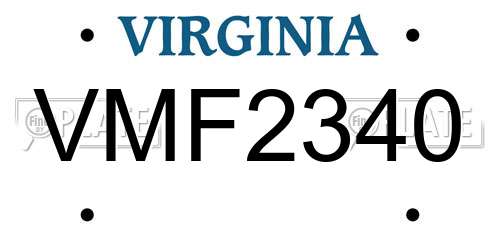 VMF2340 Virginia License Plate