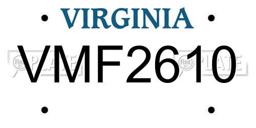 VMF2610 Virginia License Plate