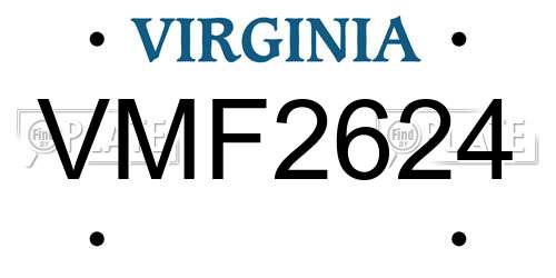 VMF2624 Virginia License Plate