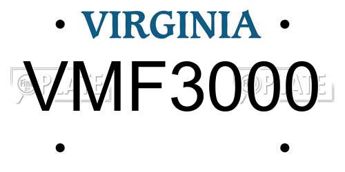 VMF3000 Virginia License Plate