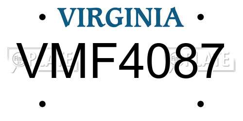 VMF4087 Virginia License Plate