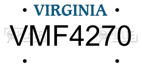 VMF4270 Virginia License Plate