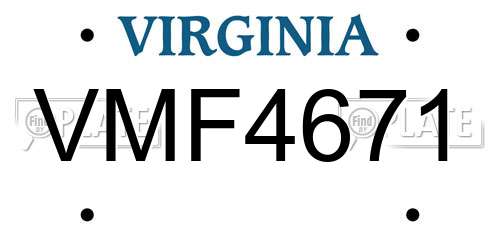 VMF4671 Virginia License Plate
