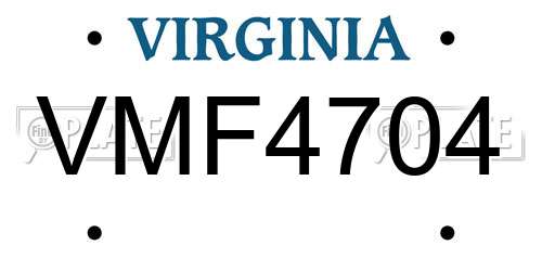 VMF4704 Virginia License Plate