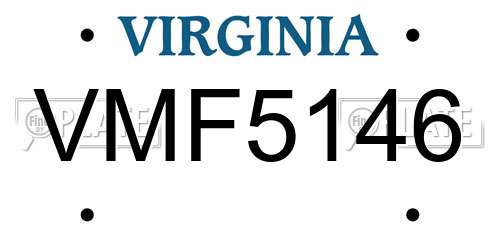 VMF5146 Virginia License Plate