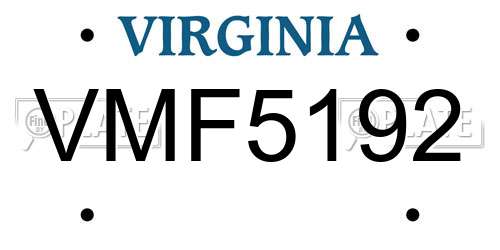VMF5192 Virginia License Plate