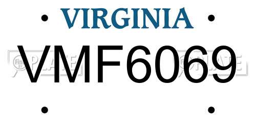 VMF6069 Virginia License Plate