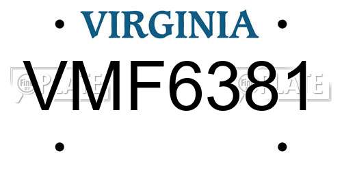VMF6381 Virginia License Plate