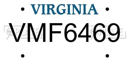 VMF6469 Virginia License Plate