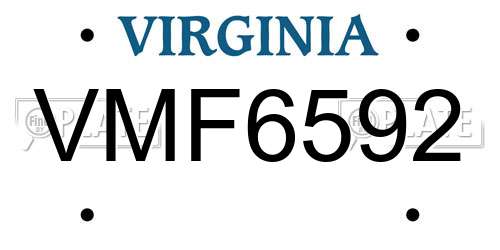VMF6592 Virginia License Plate