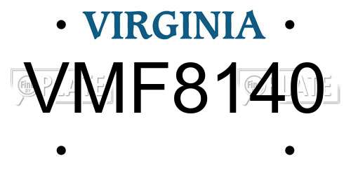 VMF8140 Virginia License Plate