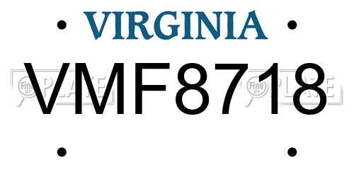 VMF8718 Virginia License Plate