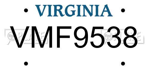 VMF9538 Virginia License Plate