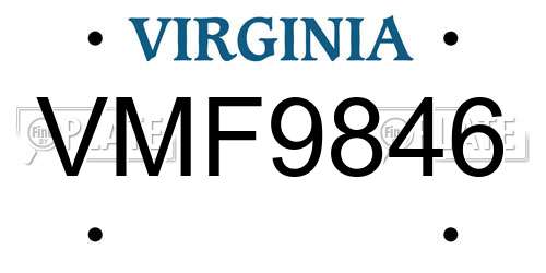 VMF9846 Virginia License Plate