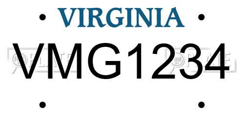 VMG1234 Virginia License Plate