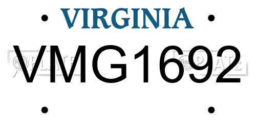 VMG1692 Virginia License Plate