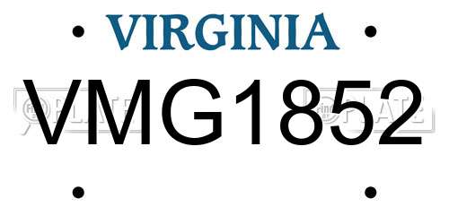 VMG1852 Virginia License Plate