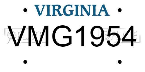 VMG1954 Virginia License Plate