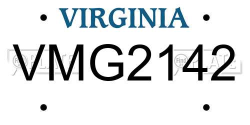 VMG2142 Virginia License Plate