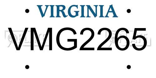 VMG2265 Virginia License Plate