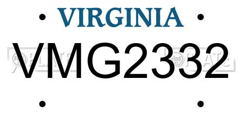 VMG2332 Virginia License Plate