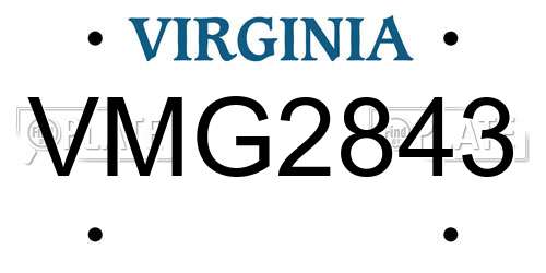 VMG2843 Virginia License Plate