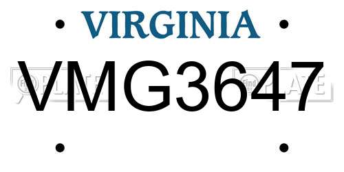 VMG3647 Virginia License Plate