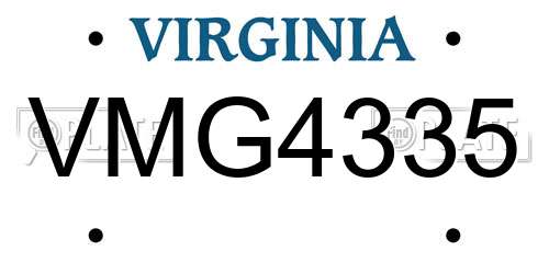 VMG4335 Virginia License Plate
