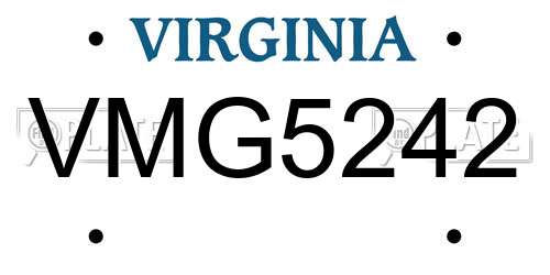 VMG5242 Virginia License Plate