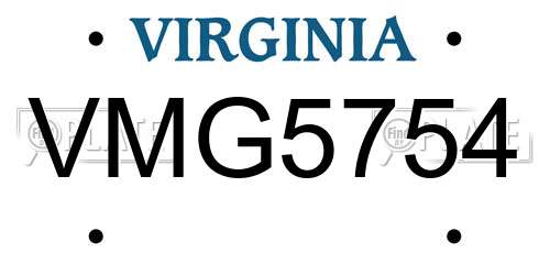 VMG5754 Virginia License Plate