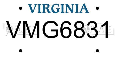 VMG6831 Virginia License Plate