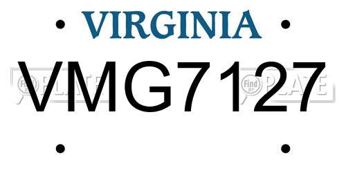 VMG7127 Virginia License Plate