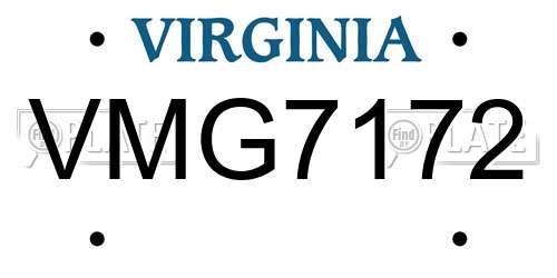 VMG7172 Virginia License Plate