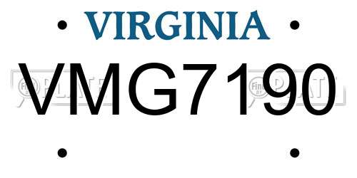 VMG7190 Virginia License Plate