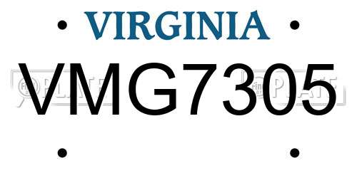 VMG7305 Virginia License Plate