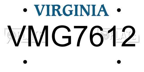 VMG7612 Virginia License Plate