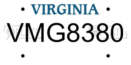 VMG8380 Virginia License Plate