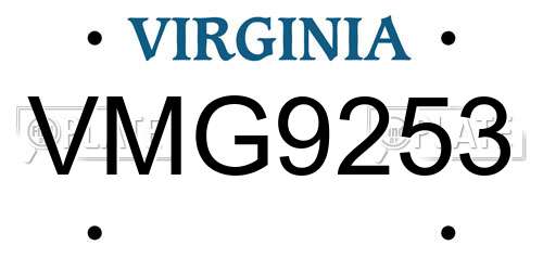 VMG9253 Virginia License Plate