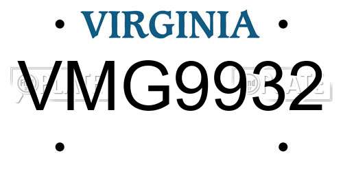 VMG9932 Virginia License Plate