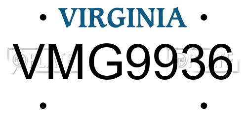 VMG9936 Virginia License Plate