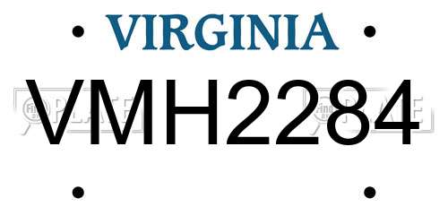 VMH2284 Virginia License Plate