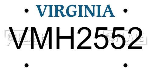 VMH2552 Virginia License Plate